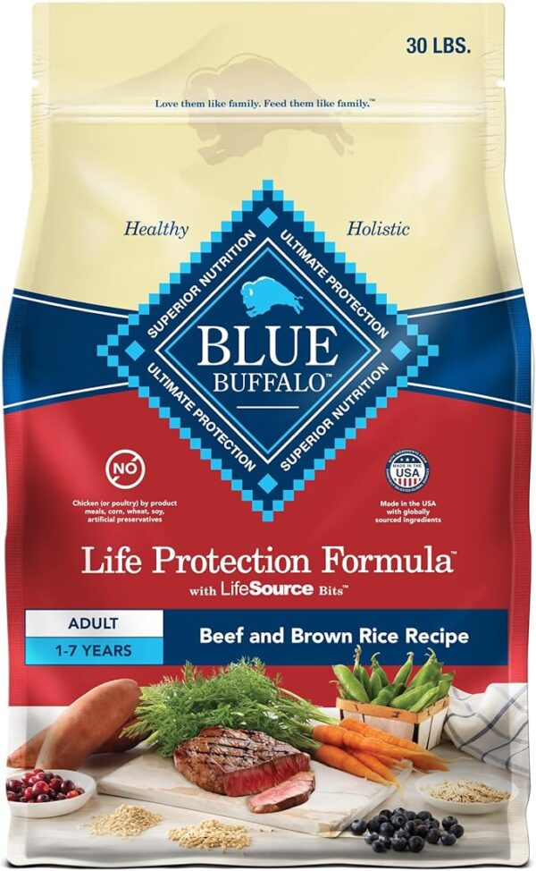 Blue Buffalo Life Protection Formula Adult Dry Dog Food, Beef & Brown Rice Recipe, 30-lb. Bag