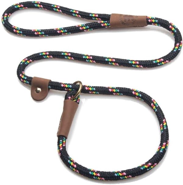 Mendota Pet Slip Leash - Dog Lead and Collar Combo - Made in The USA - Black Confetti, 1/2 in x 6 ft - for Large Breeds