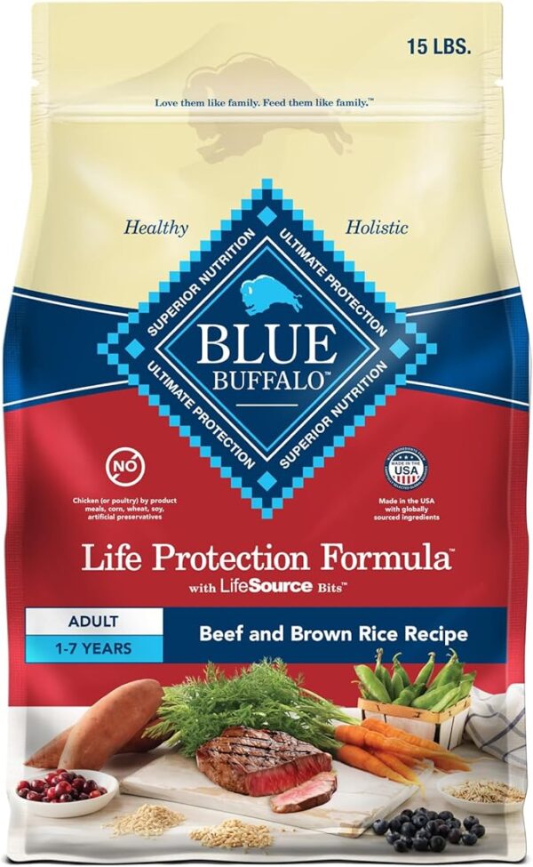 Blue Buffalo Life Protection Formula Adult Dry Dog Food, Beef & Brown Rice Recipe, 15-lb. Bag