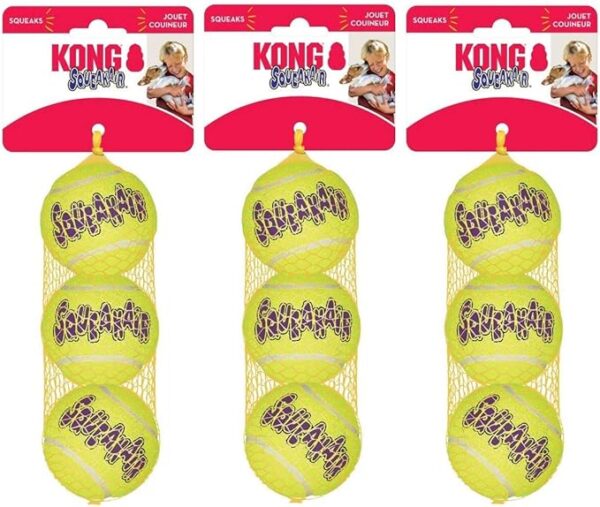 KONG Squeakair Dog Toy Tennis Ball - Medium, x 9